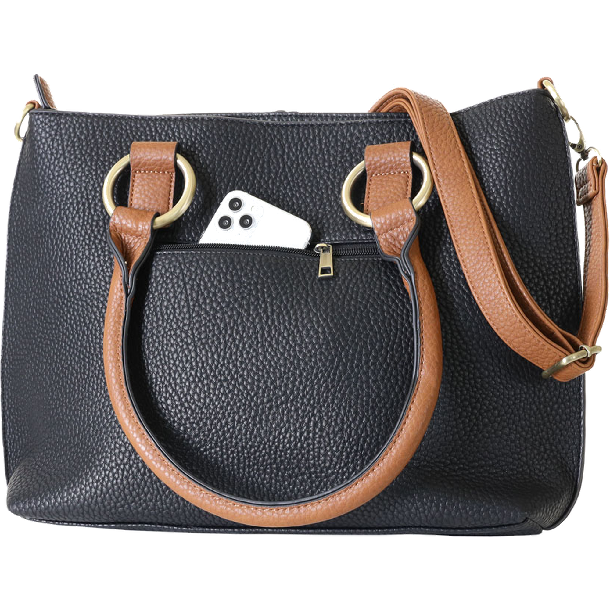 22 Tote - Wholesale Tote Bag - Women's - Pebbled Vegan Leather Triple-Compartment Shoulder Tote Bag24