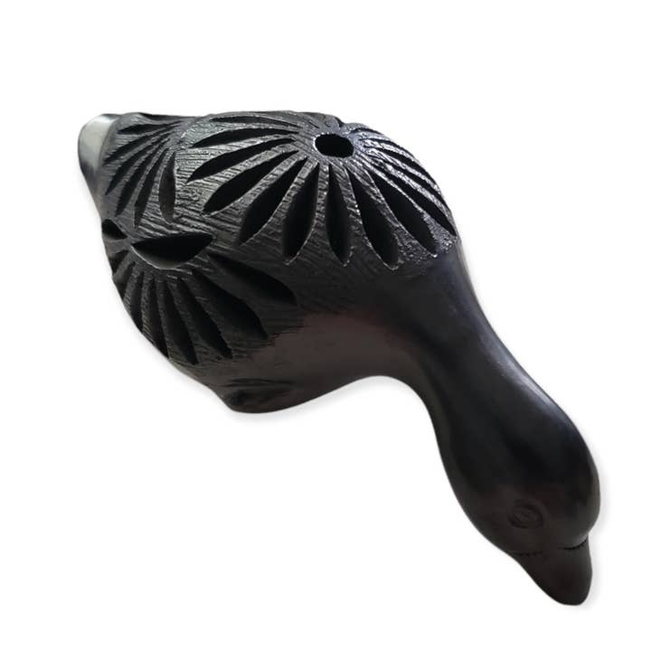 The Little Pueblo - Wholesale Decorative Figurine - Oaxacan Barro Negro Black Clay Pottery Goose Figure
