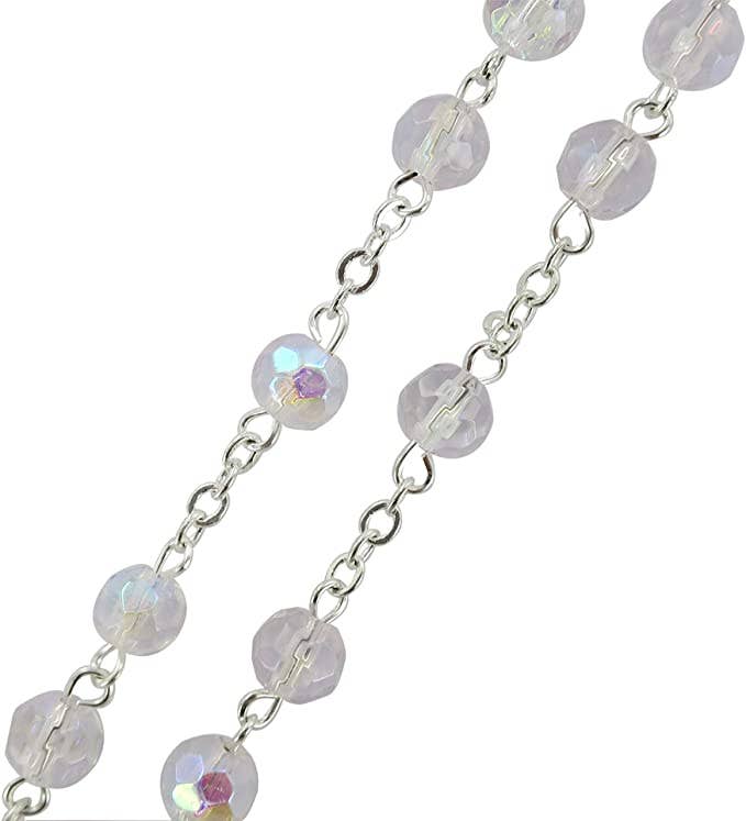Costa Articoli Religiosi - Wholesale Prayer Beads Necklace - 6mm Crystal Rosary White2