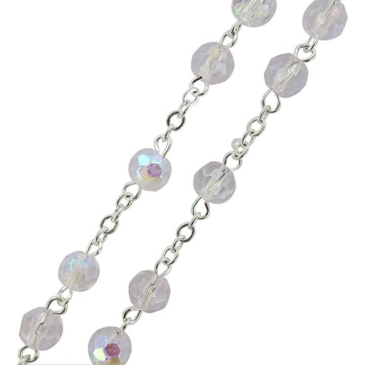 Costa Articoli Religiosi - Wholesale Prayer Beads Necklace - 6mm Crystal Rosary White2