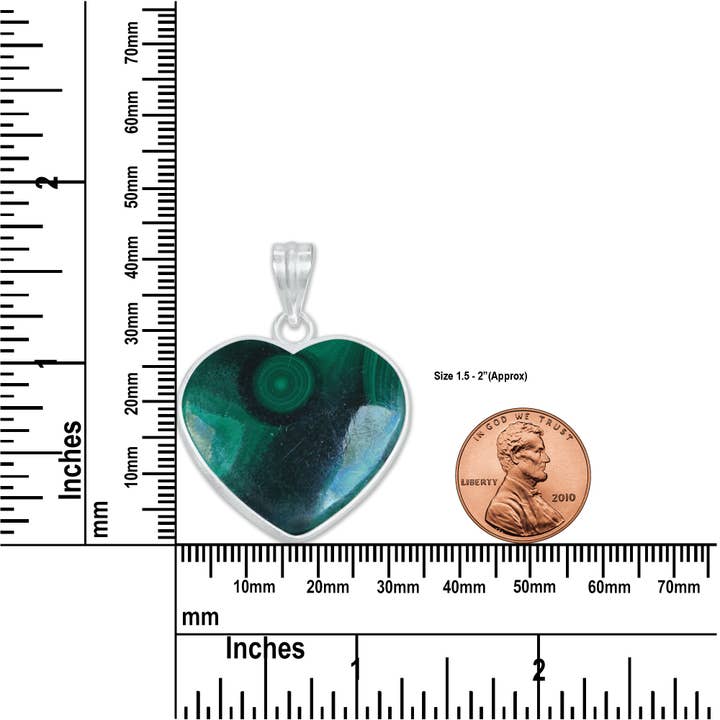 Handmade Jewels – Großhandel Individueller Charm/Anhänger – Malachit-Herzanhänger - Handgefertigt, Versilbert, Einfache Arbeiten, Großhandel Kristallschmuck1
