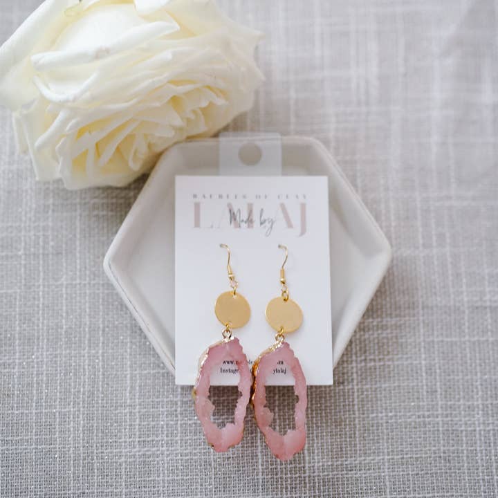 LEVY Boutique - Wholesale Dangle Earrings - Druzy Drops, Blush