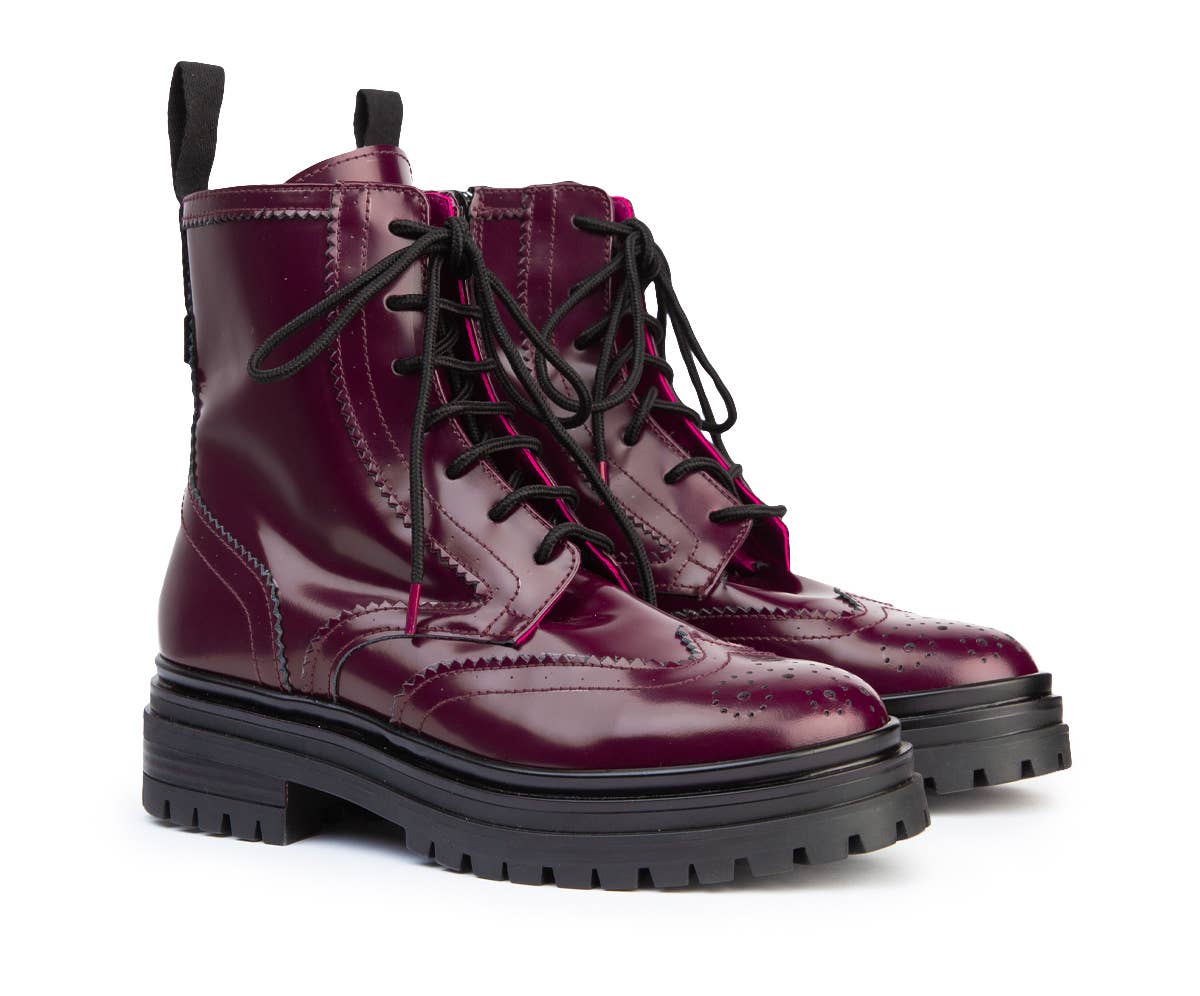 BOURGOGNE Bottines FW-BRITANNIA en cuir bordeaux en vente sur Faire1