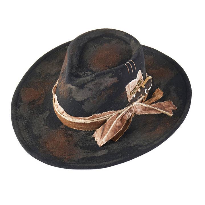 Sensibling Corp. - Wholesale Cowboy Hat – Women’s - Feather Accent Rustic Vintage Distressed Western Cowgirl Fedora Hat1