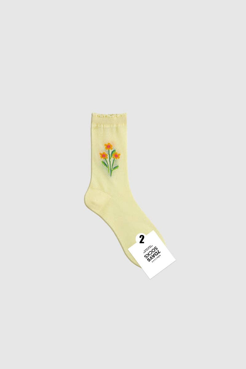 7DAYSSOCKS - Vente Chaussettes – femme - Chaussettes de jour romantiques en maille Crew pour femmes1