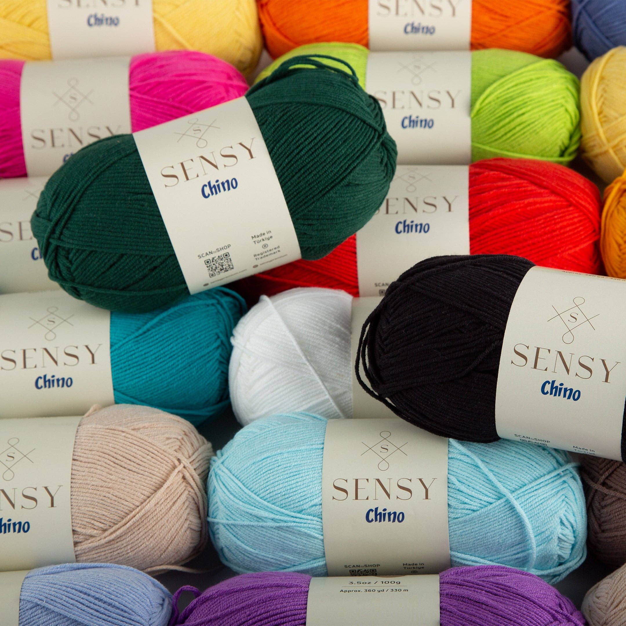 Sensy - Wholesale Yarn - Sensy Chino Soft Cotton Yarn, 3.5 oz, 360 Yards, Gauge 2 Fin44