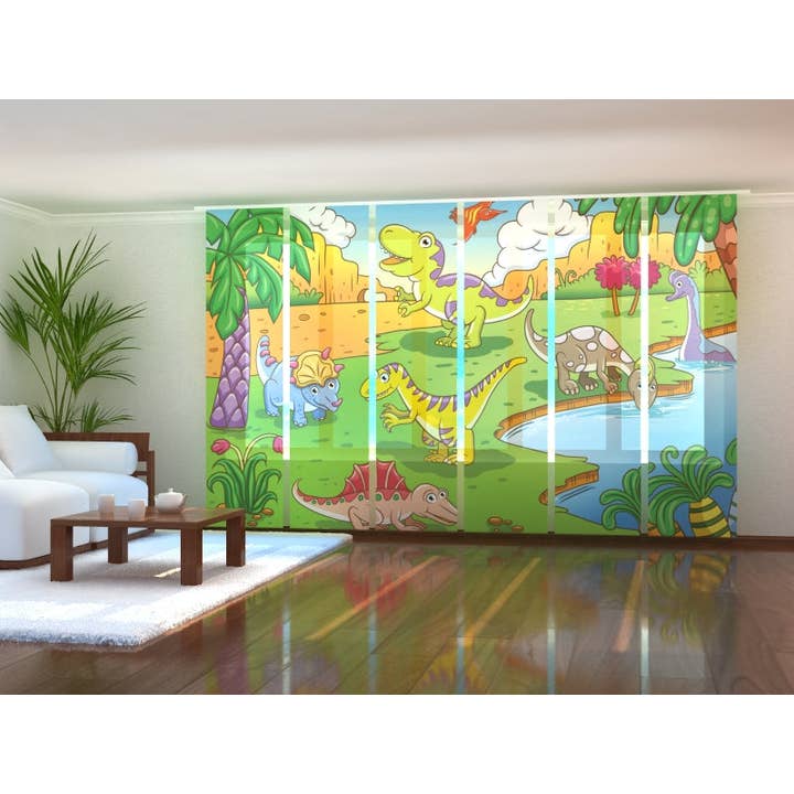 Set of 6 Small Dinosaurs Panel Curtains for wholesale by IlyDecor