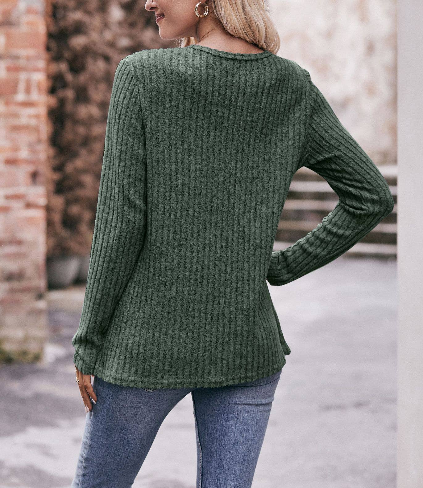 HIDDENBRAND - Wholesale Knit Sweater - Women's - Women's Round Neck Solid Color Sweater5