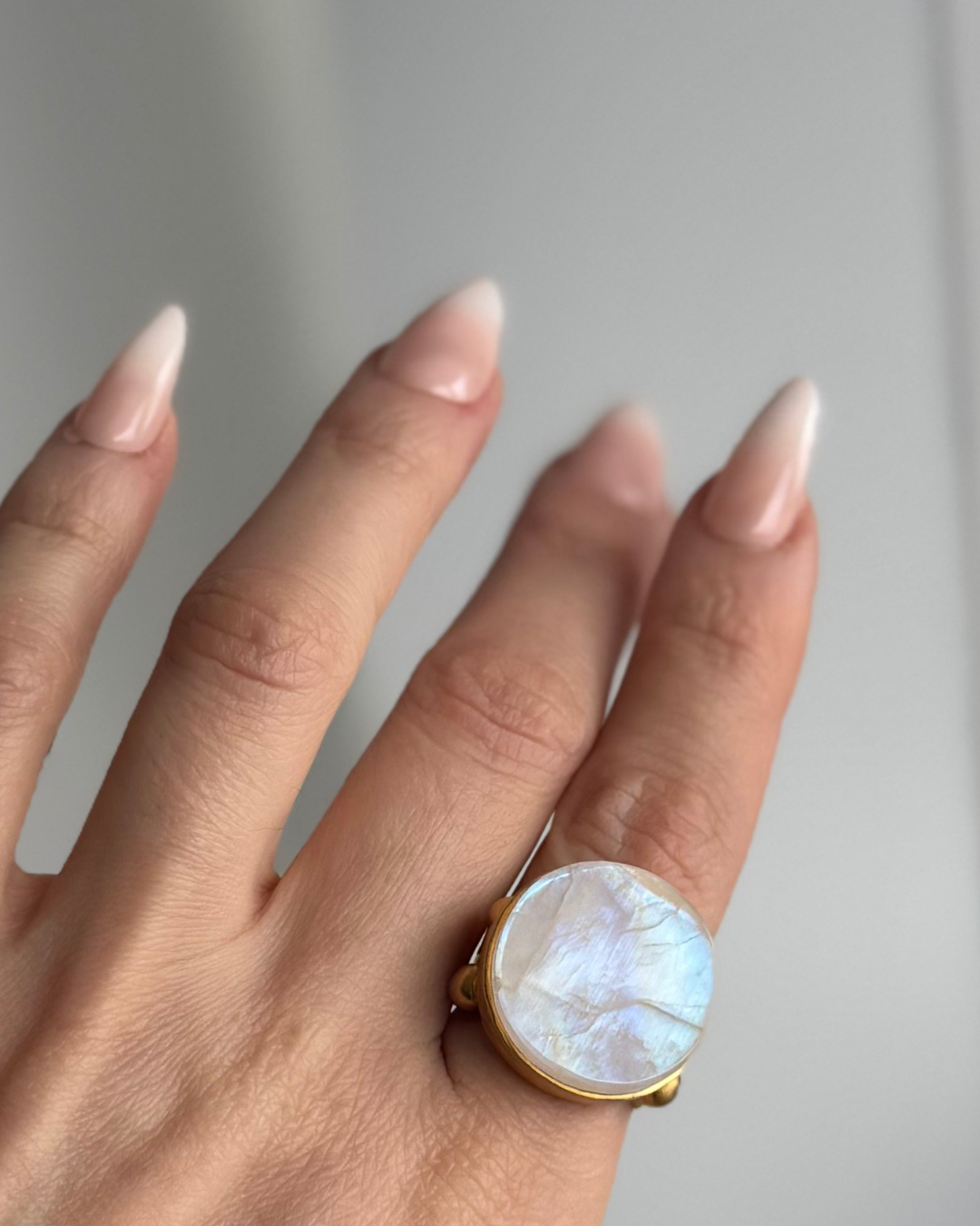 WILYMI Jewelry Co - Wholesale Cocktail/Statement Ring - Rainbow Moonstone Cocktail 20mm Ring | GF | Adjustable3