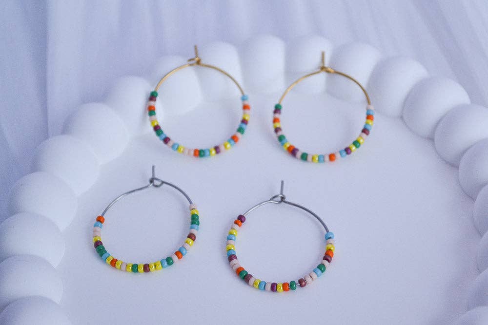 Linati Studio - Wholesale Hoop Earrings - Creoles with Pearls - Rainbow Boho4