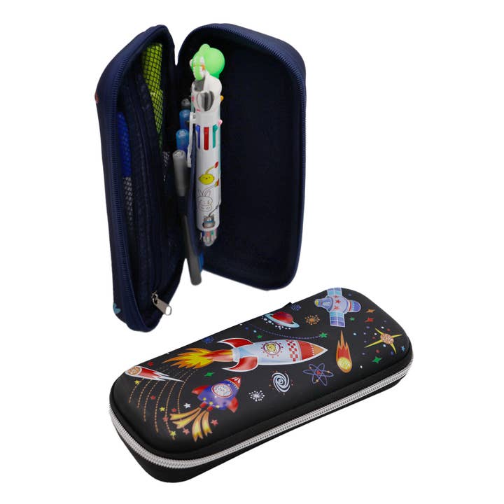 Cap Zone - Wholesale Pencil Case/Pouch - Little Boys Dinosaur Galaxy Embossed School Pencil Case