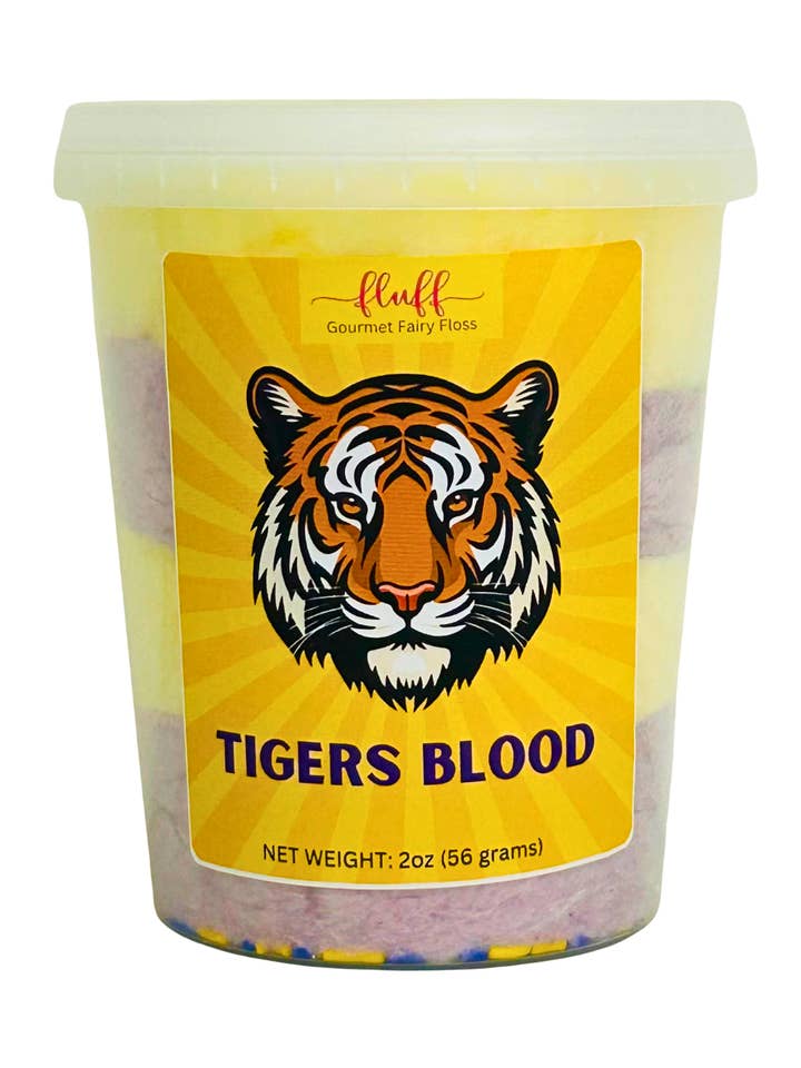 Nola Tigers Blood Cotton Candy for wholesale by Fluff gourmet fairy floss