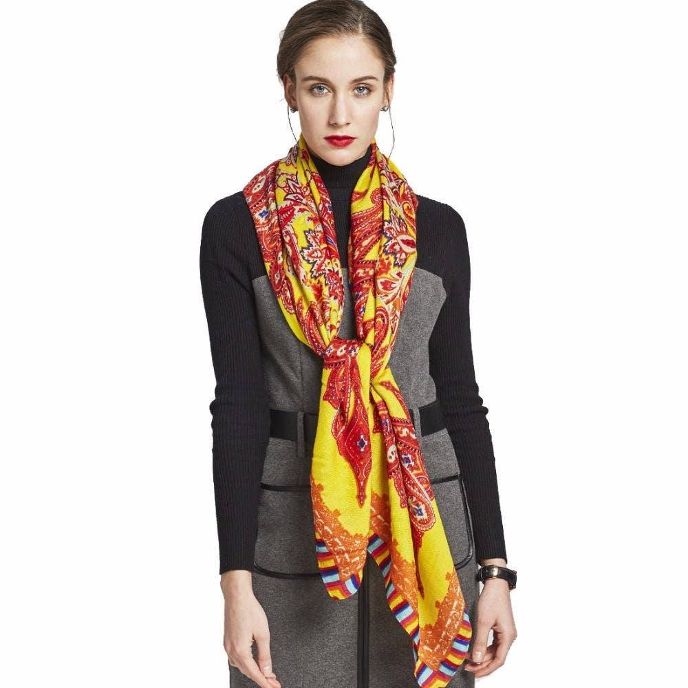 Scarflings – wholesale Scarf – Women's – Marmalade Paisley Silk and Wool Wrap6