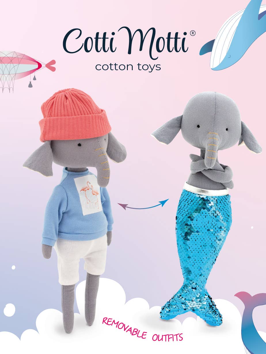 Orange Toys – Engroshandel Plyslegetøj - Børn og baby – Alice elefant bamse med tøj og havfruehale - 29 cm1