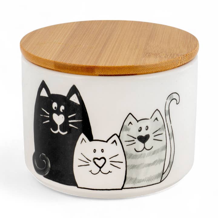 STP - Wholesale Jar - Kittens Ceramic Jar with Wooden Lid 430ml0