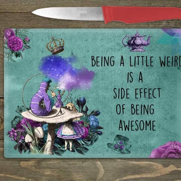 Alice in wonderland glass chopping board for wholesale by The Print Shop Gifts UK