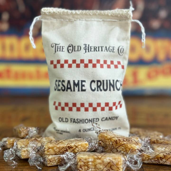 Sesam-Krokant-Bonbons mit dekorativem Stoffbeutel (113 g) für den Großhandel von Richloam General Store