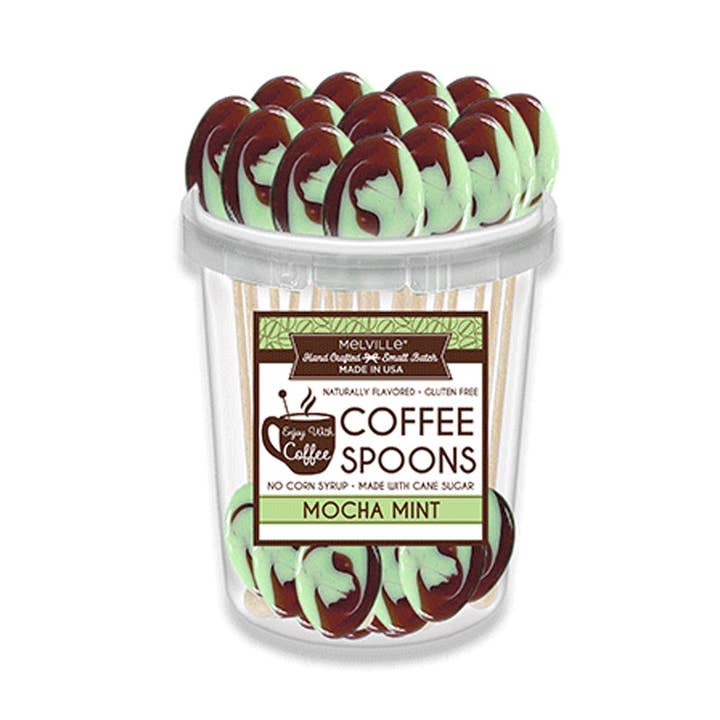 Melville Candy Company - Wholesale Lollipop - Mocha Mint Swirl Coffee Spoons