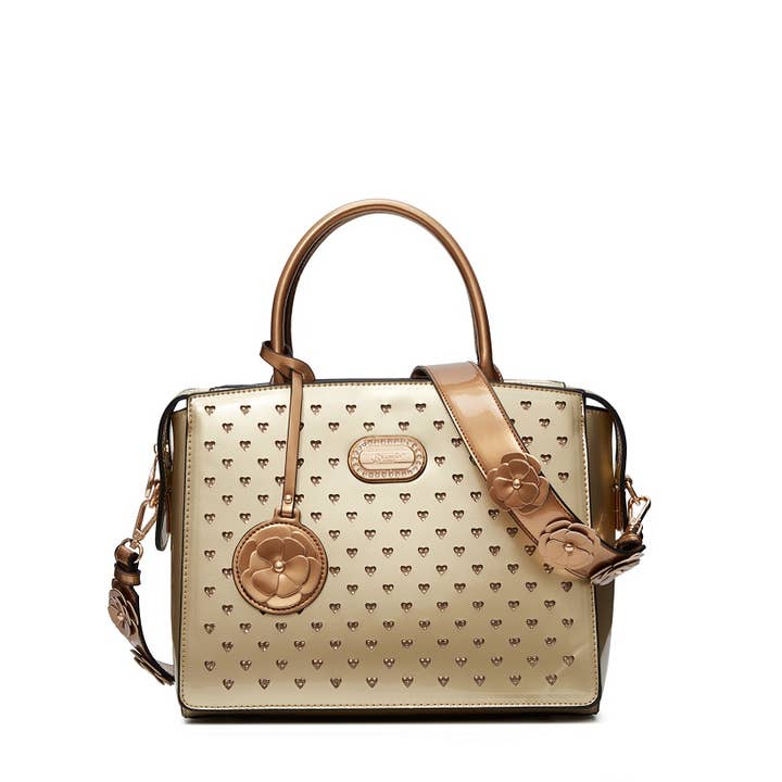 Borsa a mano lucida Brangio con decorazione floreale per la vendita all'ingrosso da parte di Brangio (Italy) Company Inc.