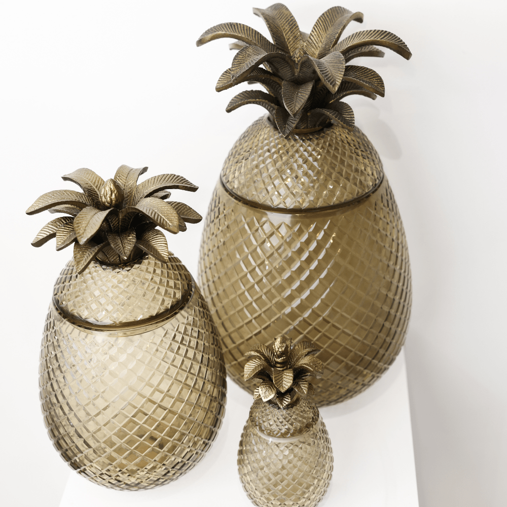 BHD HOME - Wholesale Decorative jar - Glass Pineapple Jar Smoke3