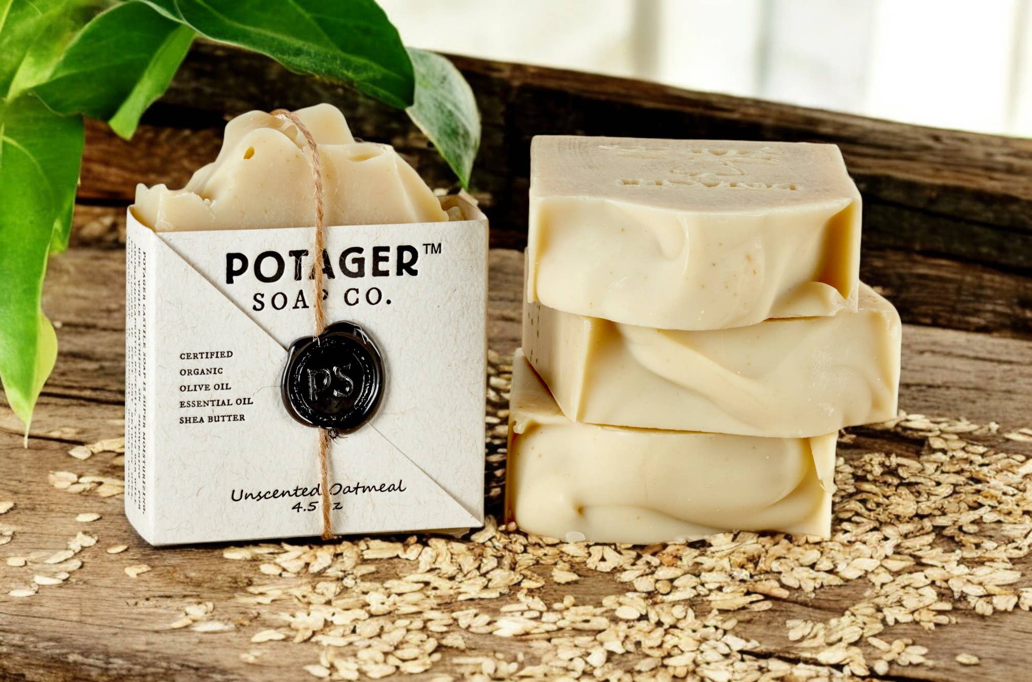Potager Soap Company - Vente Pains de savon - Savon en barre artisanal à l'avoine non parfumé | Savon biologique1