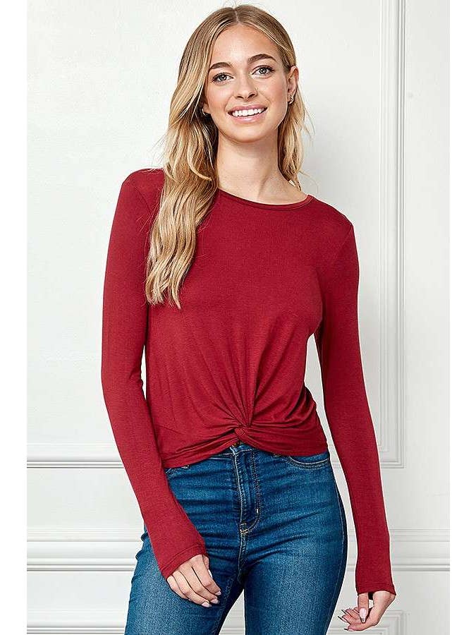 Heart & Hips – wholesale Knit top – Women's – AY31064L - LSLV CROSS OVER BAND TOP0