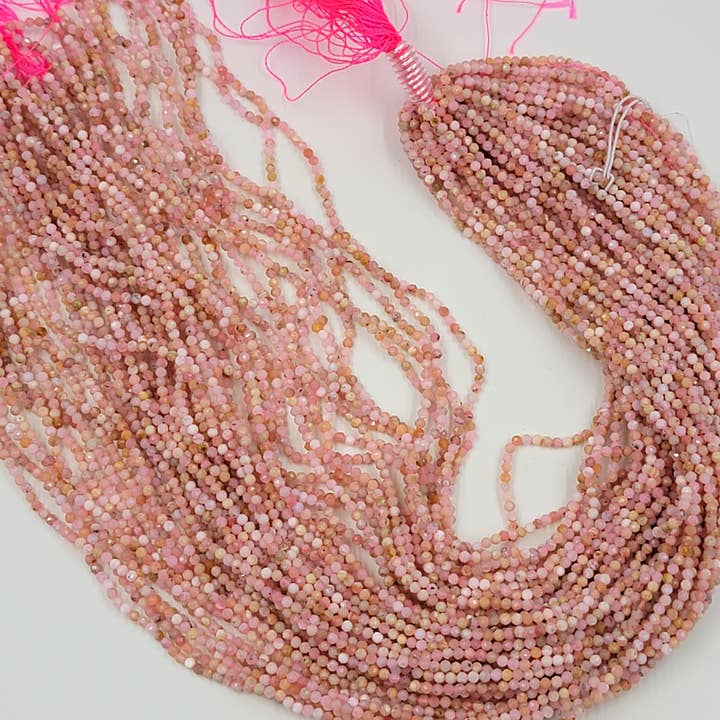 Peruvian Pink Opal 3mm Genuine Faceted Round Beads PRP587 for wholesale by Beads Creation