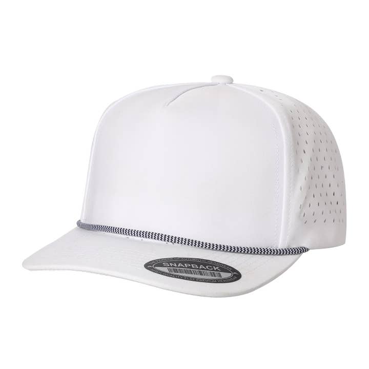 Casquette 5 panneaux sans marque, perforée, à cordon pour la vente par The Park Wholesale