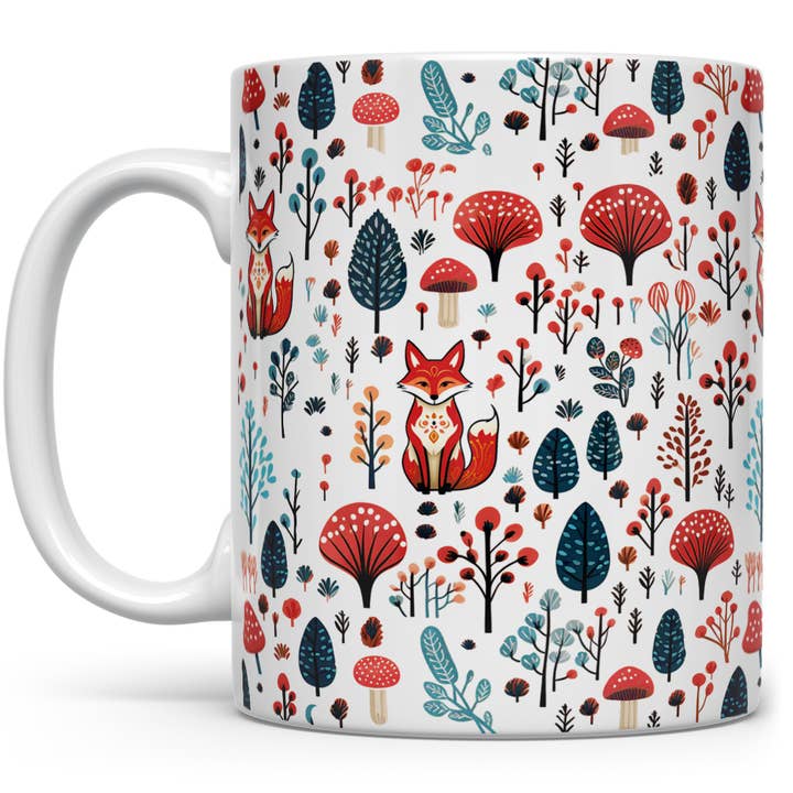 Woodland Forest Fox Mushroom Coffee Mug, Nature Folk Gifts for wholesale by Loftipop