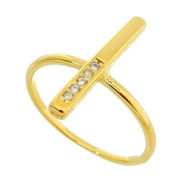 18K Gold Layer Vertical Bar Ring for wholesale by Donna Italiana
