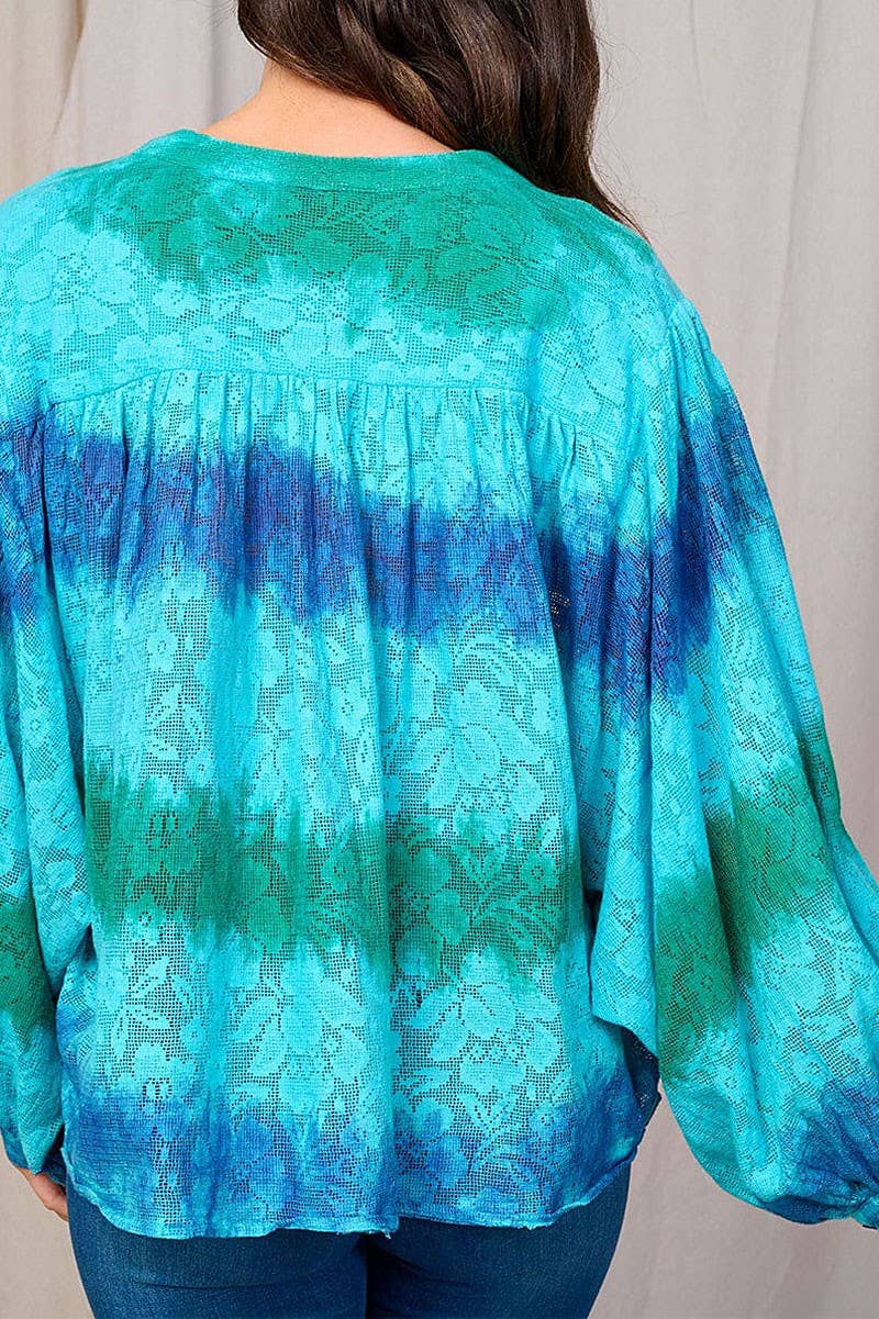 ROUSSEAU – Camisa com botões no colarinho – Mulher por atacado – BLOUSA TIE DYE FLORAL COM BOTÕES E MANGA COMPRIDA2