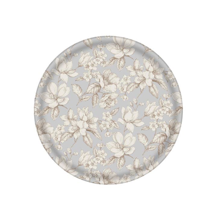 Bandeja laminada de servicio redonda Magnolia Gris Claro para venta al por mayor de Platex