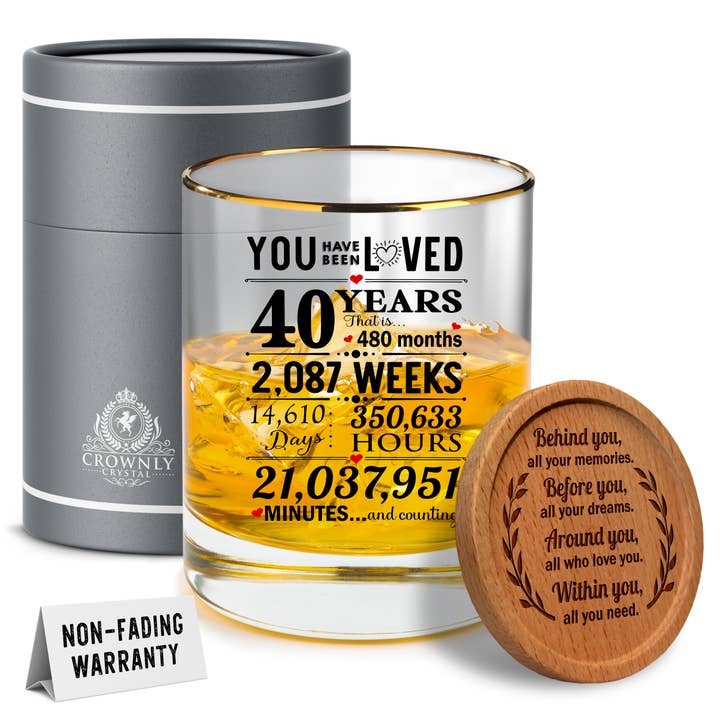 40e verjaardagscadeaus Gepersonaliseerd whiskyglas 10 oz. voor wholesale door KIES HOME