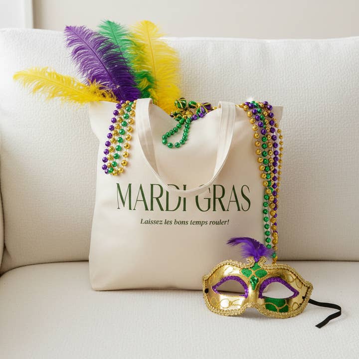 Klassisk Mardi Gras Typografi Lærredstaske for engroshandel hos GiftsbyPR