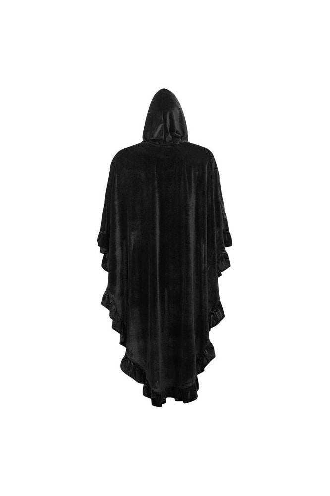 Daisy Corsets - Wholesale Cape - Women's - Black Velvet Hooded Ruffle Cape2