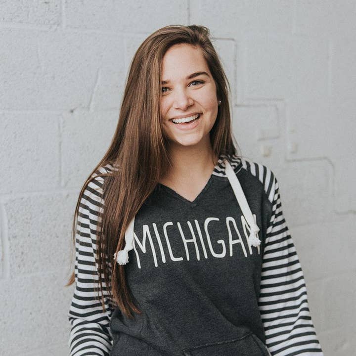 Apparel // Michigan ~ Striped Comfy Sweatshirt for wholesale by Simply Stated