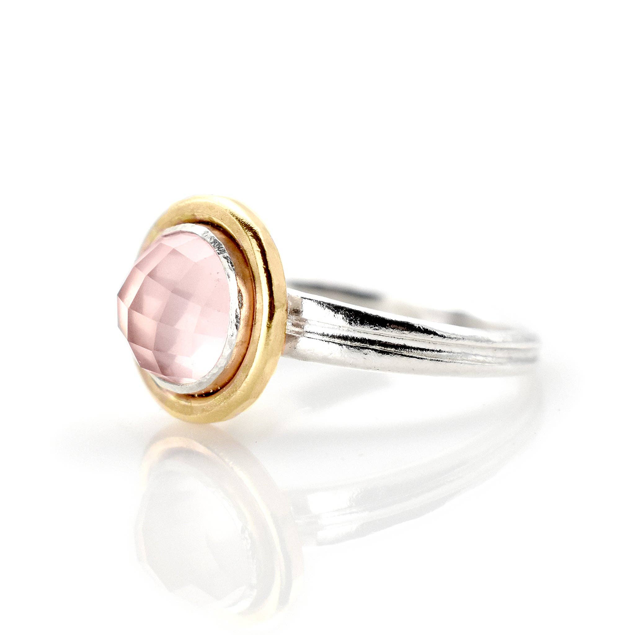 J + I Jewelry - Wholesale Single Stone/Solitaire Ring - Rose Cut Rose Quartz Ring1