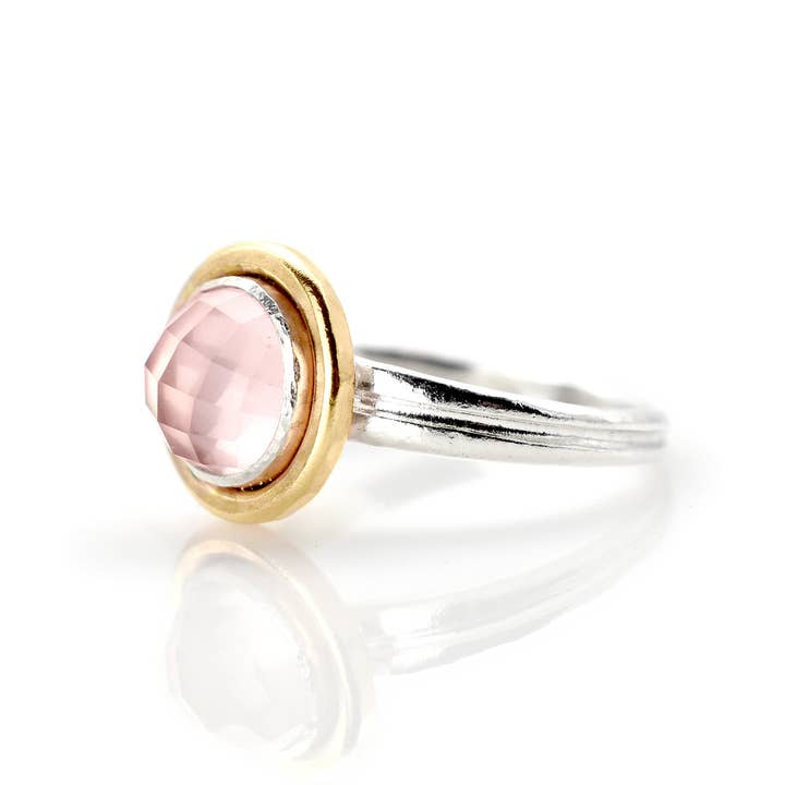 J + I Jewelry - Wholesale Single Stone/Solitaire Ring - Rose Cut Rose Quartz Ring1