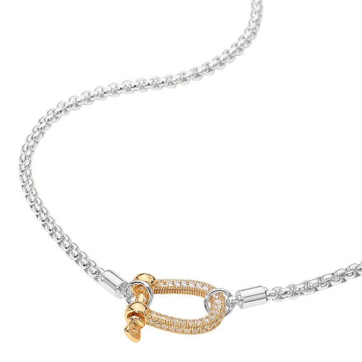 Sensibling Corp. - Vente Colliers à pendentif - Collier chaîne en boîte avec pendentif mousqueton mors en pierre pavée7