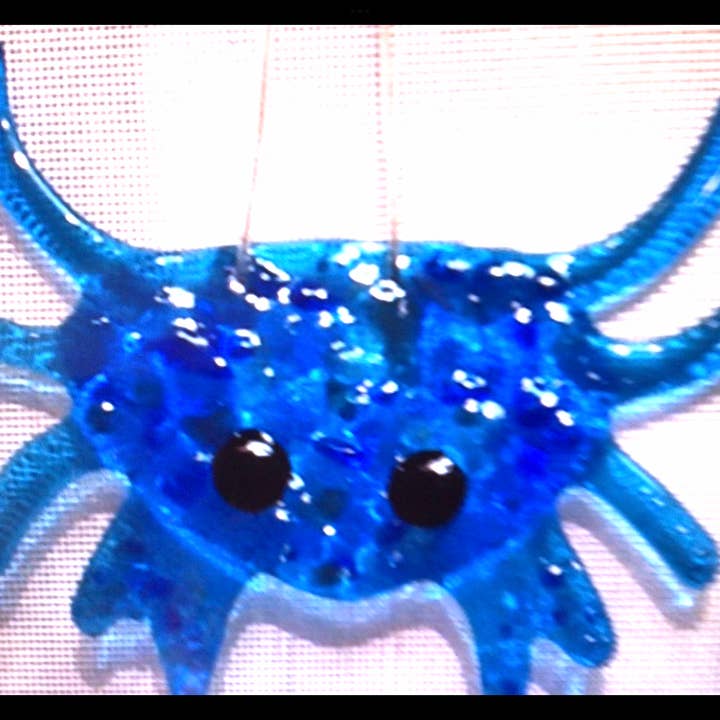 Campanilla de viento de cangrejo azul de vidrio fundido para venta al por mayor de Fish Tales