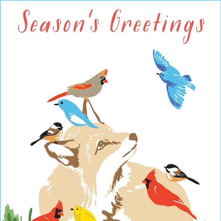 RHO-9134 Fox & Birds - Greetings Kunstdruck für den Großhandel von Rigel Paper