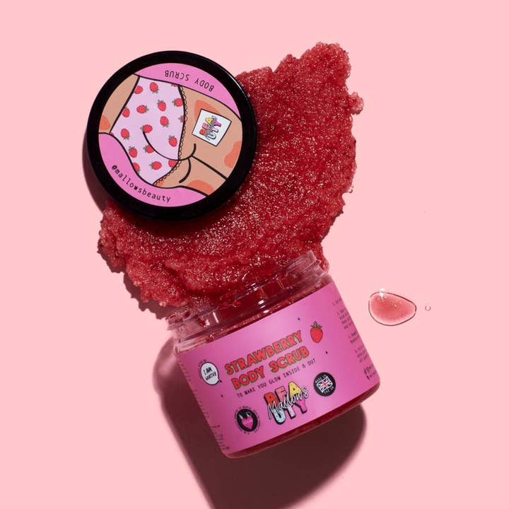 Strawberry Body Scrub for wholesale by Mallows Beauty