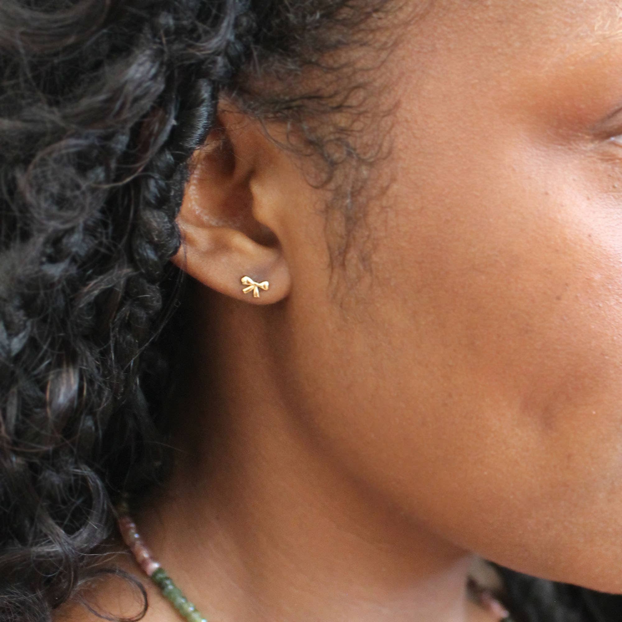 Kris Nations - Wholesale Stud/Post Earrings - Bow Stud Earrings 18K Gold Vermeil | Sterling Silver Nickel Free Hypoallergenic Ships from CA1