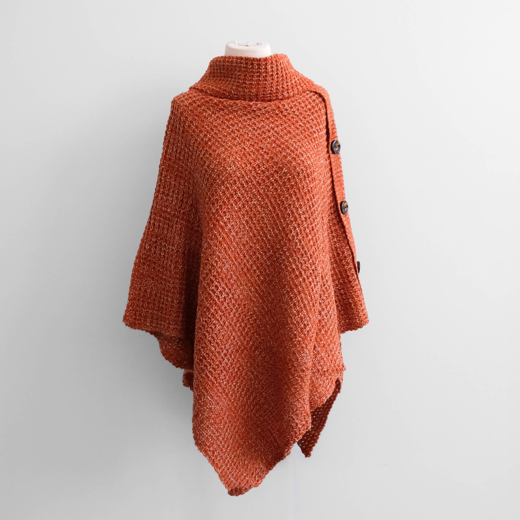 Karma Nepal Crafts - Wholesale Poncho - Women's - Hand Knit Turtle Neck Two Way Fall/Winter Poncho20
