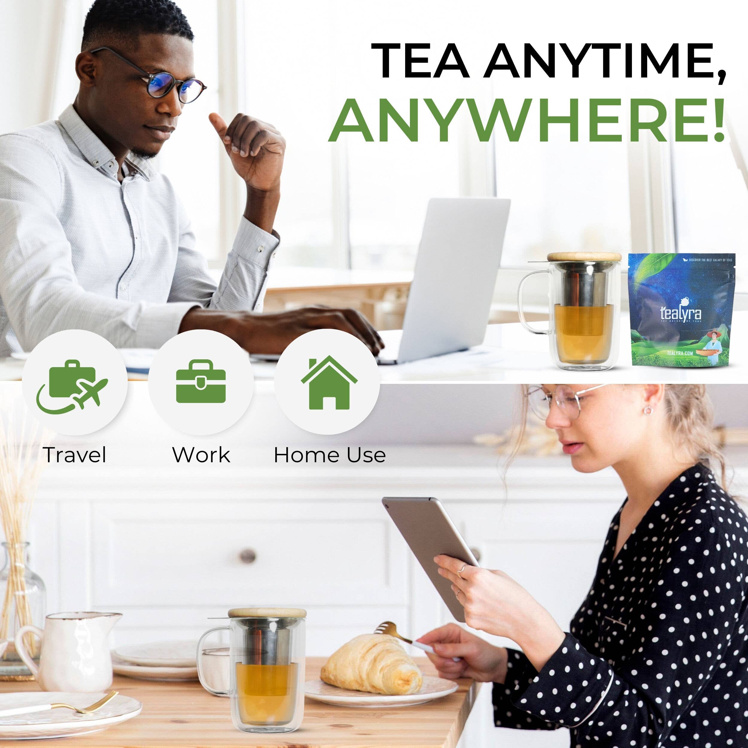 TEALYRA / LUXBE – wholesale Tea strainer/infuser – Venus Double Wall Glass Cup With Infuser, 13.5oz3