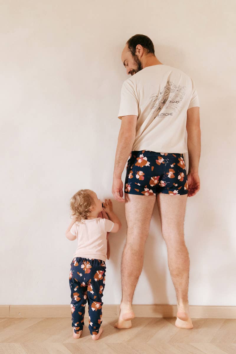 Eglantine et Zoé - Wholesale Fabric - Ink Blue Anemone Cotton Jersey Fabric4