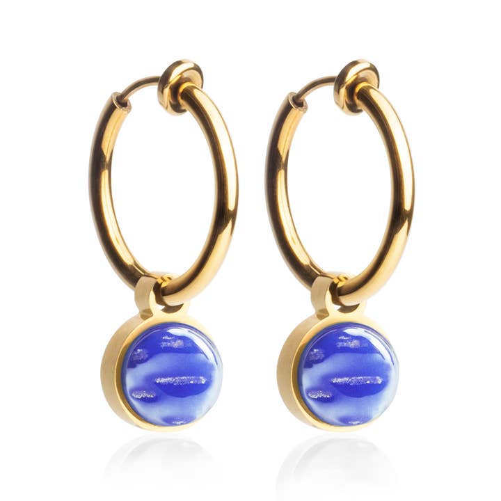 Auriculares Mix & Match com pendente • ouro/azul safira • 18 mm por atacado de ALEXASCHA