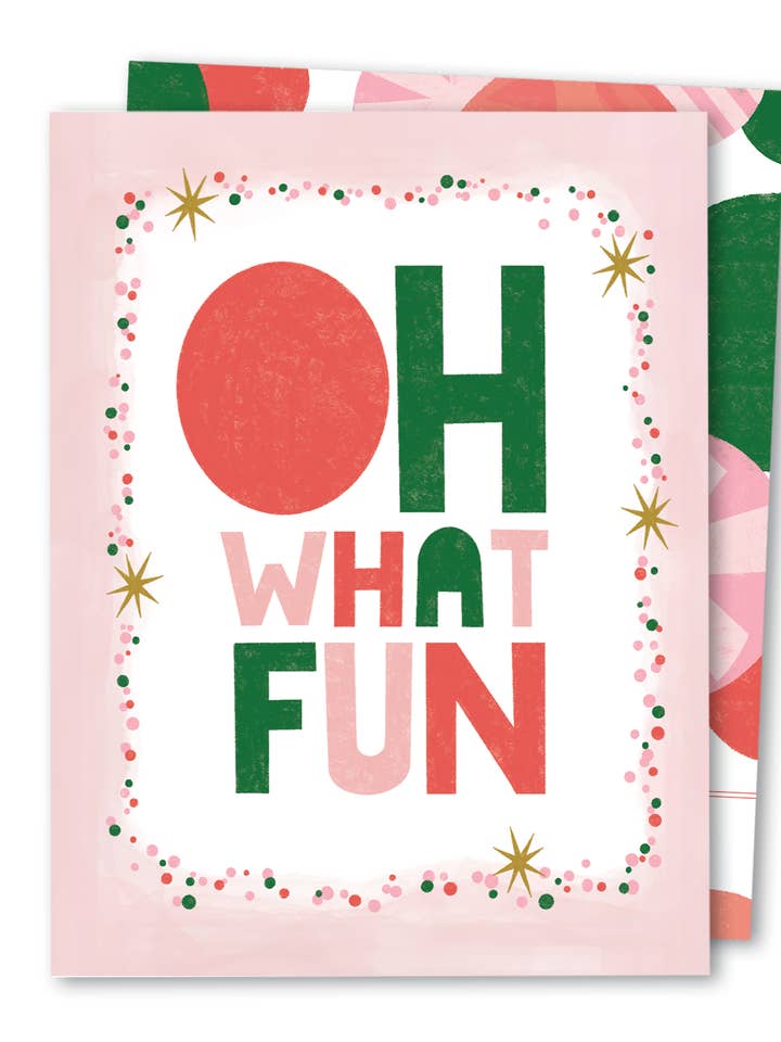 Oh What Fun | Cartão de Natal de Inverno Rosa Bonito por atacado de The Noble Paperie