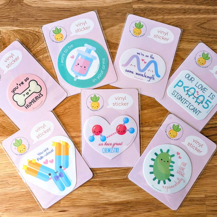 Tiny Pineapple Studio - Wholesale Sticker - Waves Vinyl Sticker— "We're on the Same Wavelength" Tiny Pineapple Studio (Math Science Chemistry Biology Physics Engineer Nerdy Punny Cute)