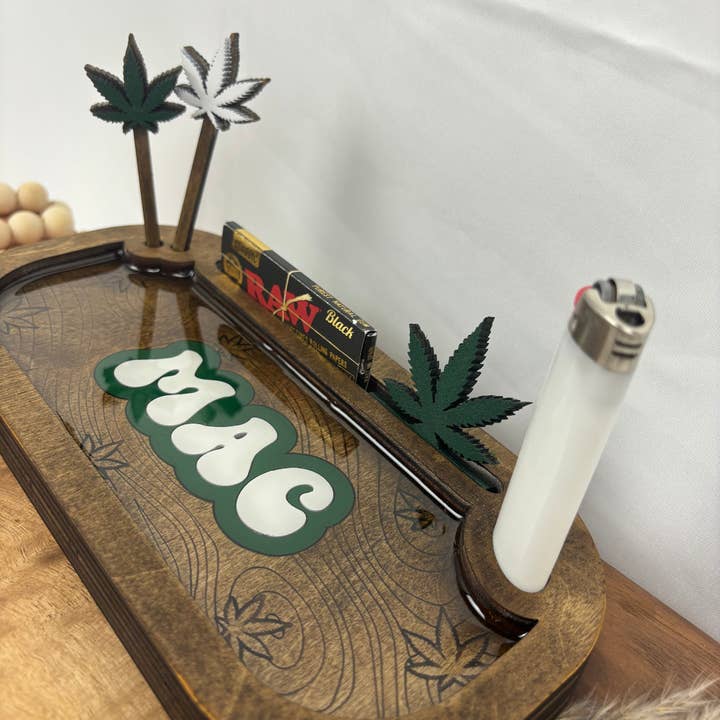 White oak - Wholesale Humidor/Cigar Accessory - Custom Wood rolling tray sets with any words7